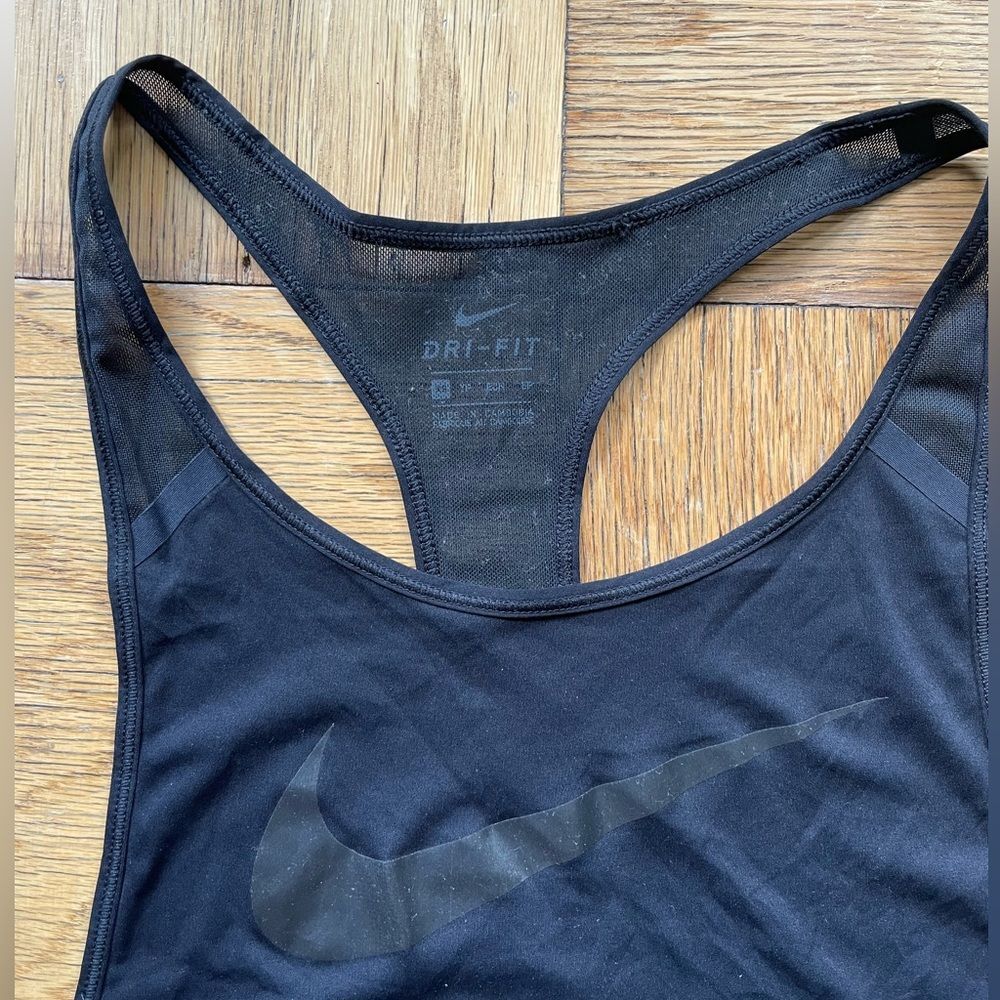Nike Dri-Fit black loose-fitting tank/singlet Sz XS EUC low/open back racerback - Picture 3 of 6